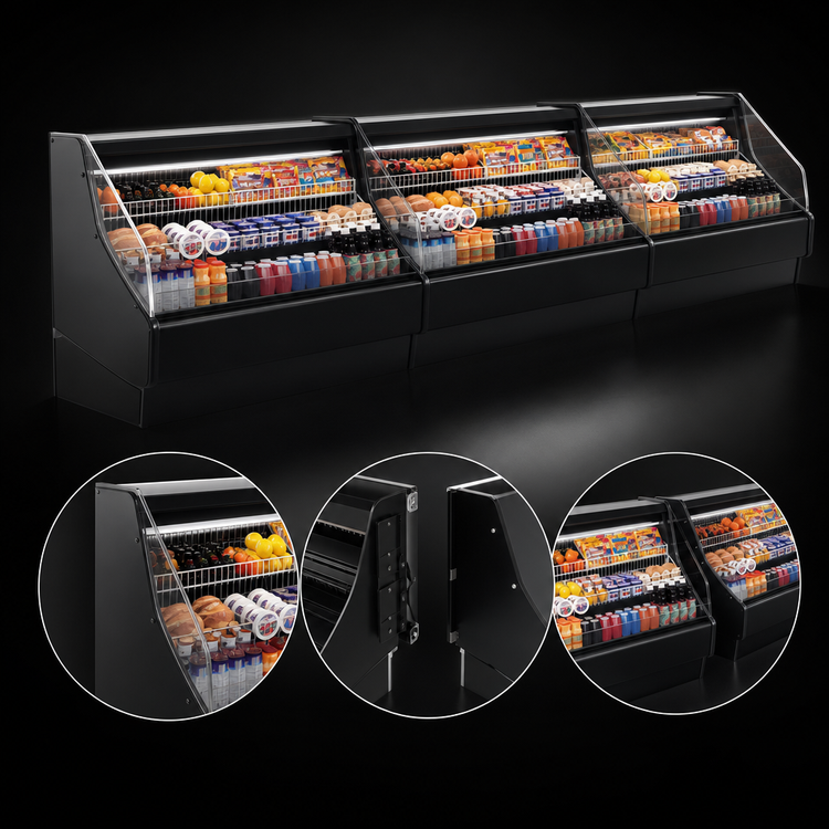 Product image #4 for Howard-McCray Ovation Series Curved Remote Open-Air Merchandiser, 63-Inch W x 44-Inch H, Black, LED Lighting
