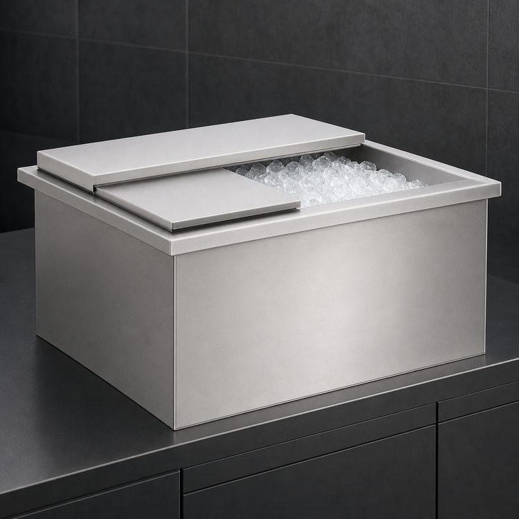 Product image #4 for Spec-Bar 24" x 18" Drop-In Ice Chest with Sliding Stainless Steel Cover, 72 lb Capacity, Without Cold Plate