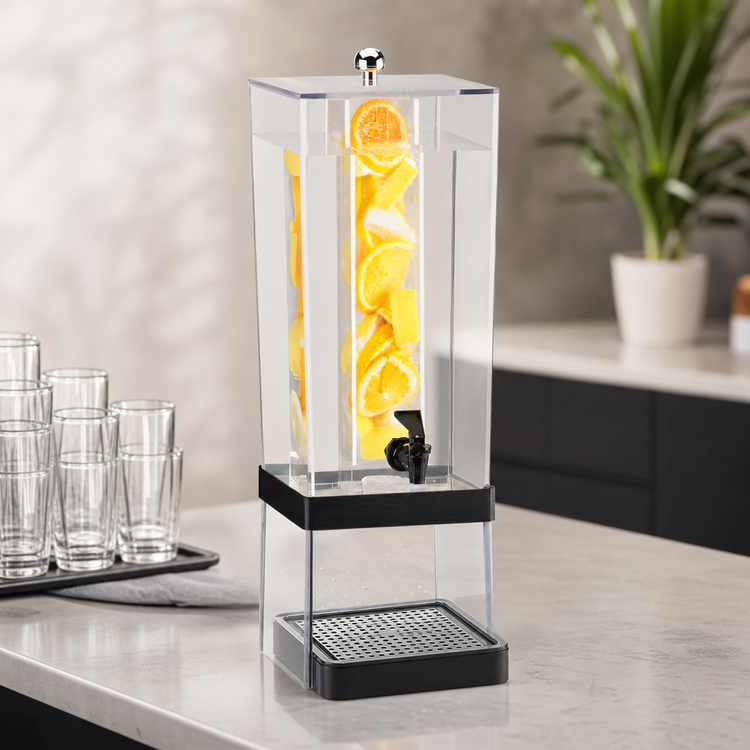 Product image #4 for Cal-Mil Econo 3 Gallon Single Infusion Beverage Dispenser with Drip Tray, Black Polycarbonate