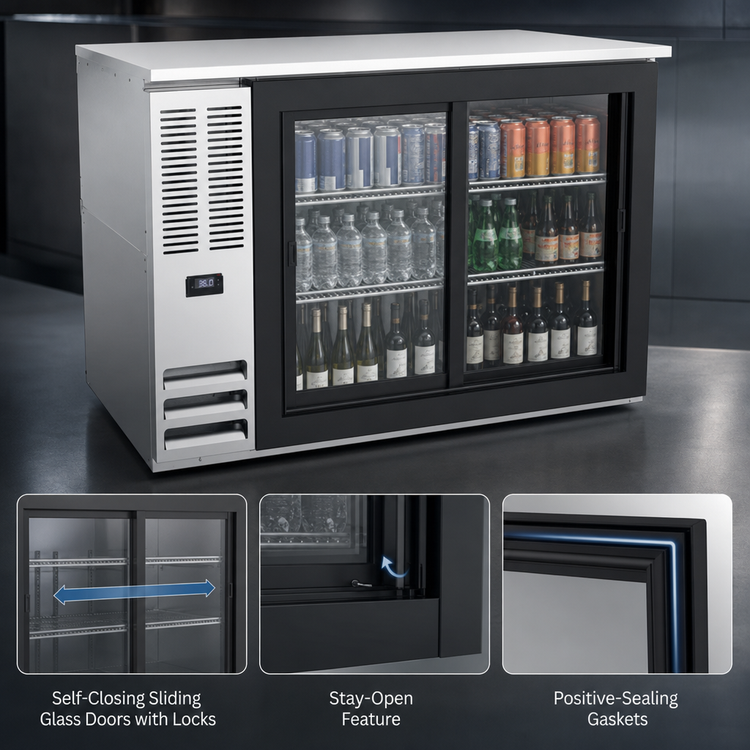 Product image #4 for Beverage-Air 48-Inch Two-Section Food-Rated Back Bar Refrigerator with Sliding Glass Doors