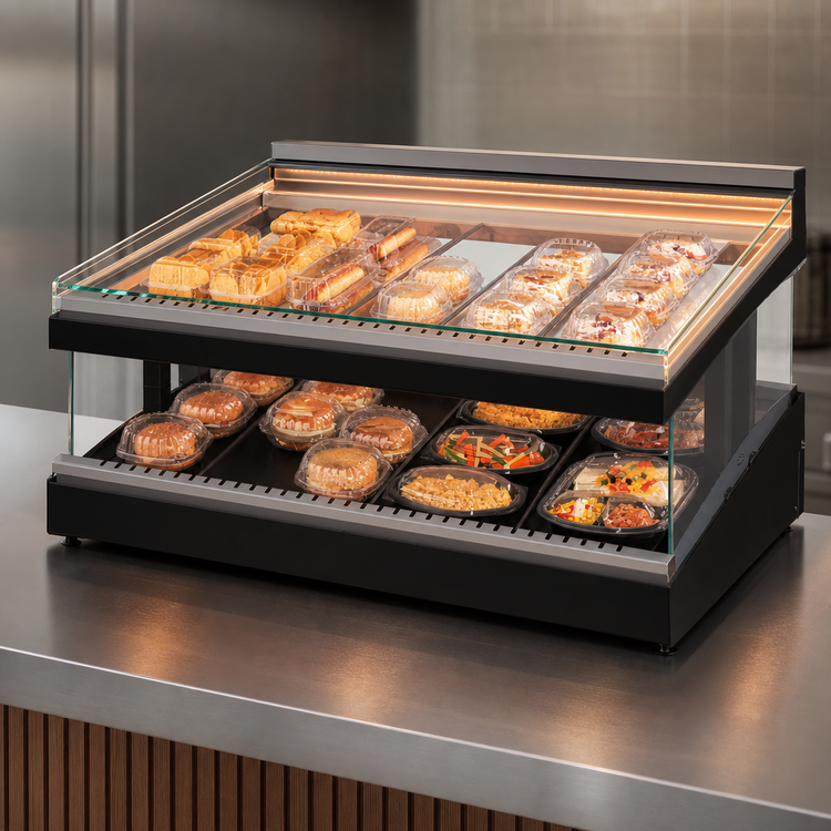 Product image #4 for Hatco Glo-Ray 39-Inch Designer Slant Countertop Hot Food Display Warmer with Heated Glass Shelf