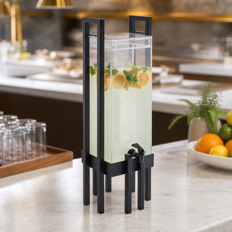 Product image #4 for Cal-Mil One by One 3-Gallon Square Acrylic Beverage Dispenser with Infusion Chamber and Handles