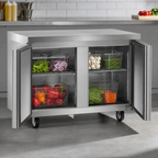 Thumbnail image #4 for Delfield 4448NP 48-Inch Two-Section Stainless Steel Refrigerated Worktop Refrigerator, 2 Doors, Self-Contained Rear-Mounted Refrigeration