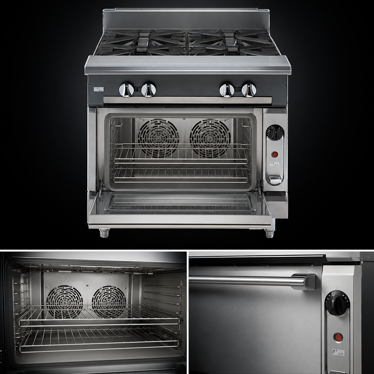 Product image #4 for Vulcan V Series 36-Inch Heavy Duty Commercial Gas Range with 6 Open Burners and Convection Oven