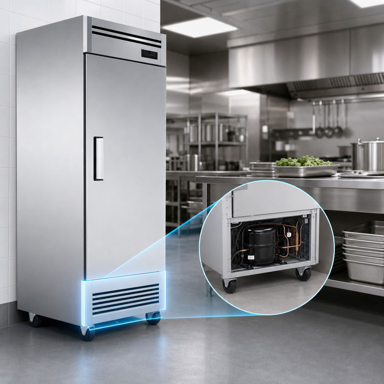 Product image #5 for Juneau 27-Inch One-Section Reach-In Freezer, 17.8 Cu. Ft., Solid Hinged Door, Bottom-Mount Self-Contained