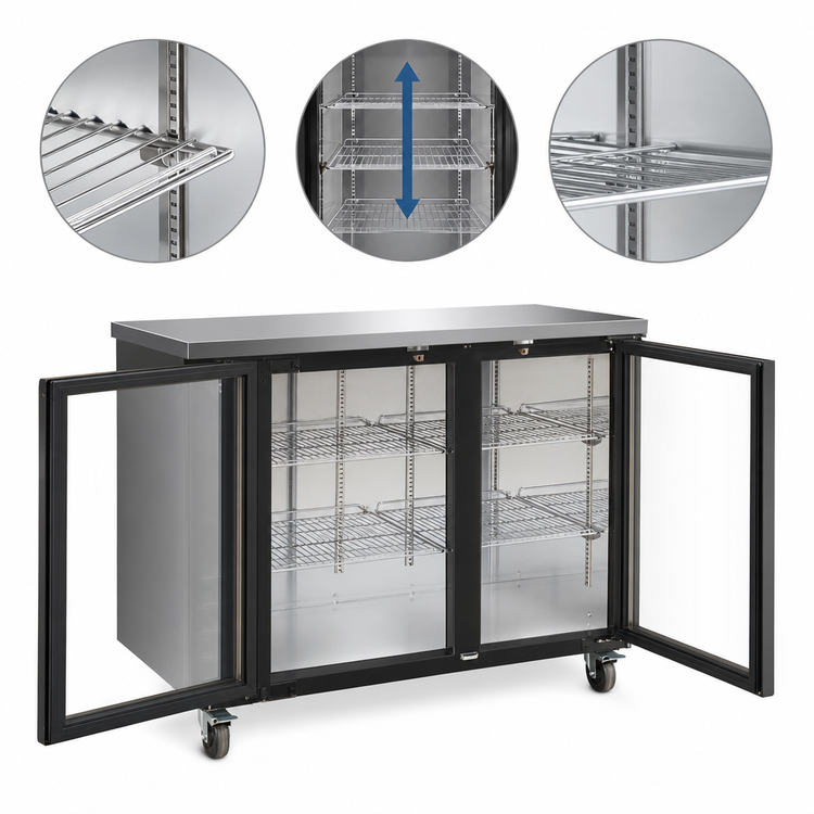 Product image #4 for IKON Refrigeration Two-Section Glass Swing Door Back Bar Cooler, 49-1/10 Inch, 10.45 Cu. Ft.