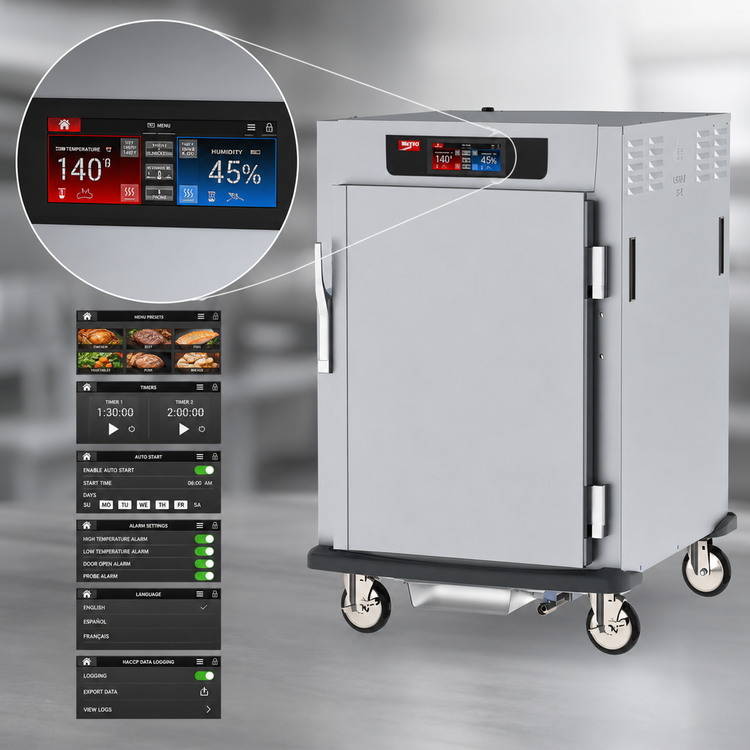 Product image #4 for Metro C5 9 Series Controlled Humidity Heated Holding and Proofing Cabinet, 1/2 Height Pass-Thru, Solid Doors, Lip Load Slides, 8-Pan Capacity
