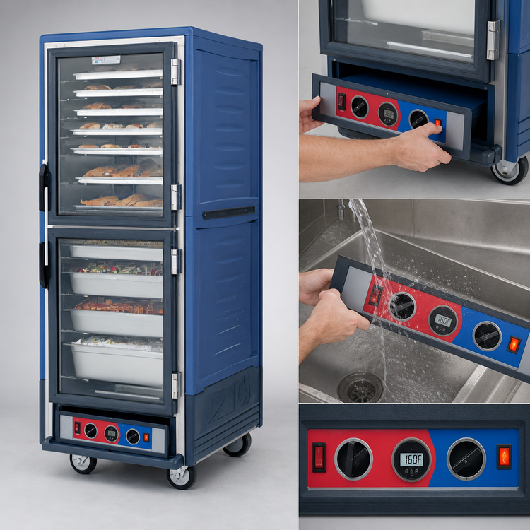 Product image #4 for Metro C5 3 Series Full-Height Low Watt Heated Holding Cabinet with Dutch Clear Doors, Blue Insulation Armour, and Universal Wire Slides