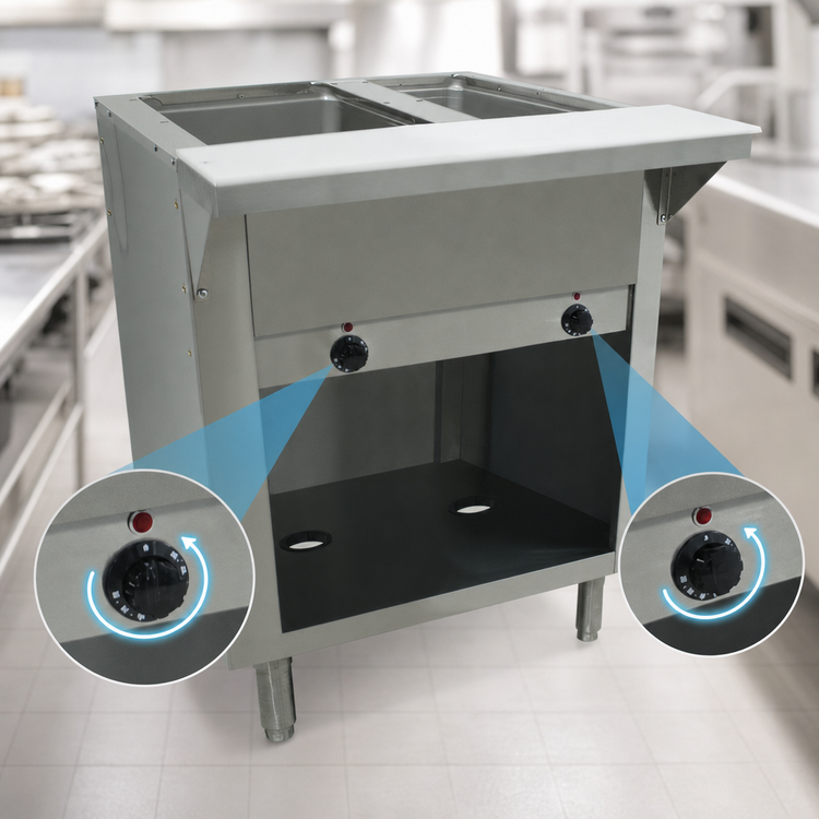 Product image #4 for Advance Tabco Triumph Supreme 31-13/16-Inch Electric Hot Food Table with 2 Wells and Poly Cutting Board