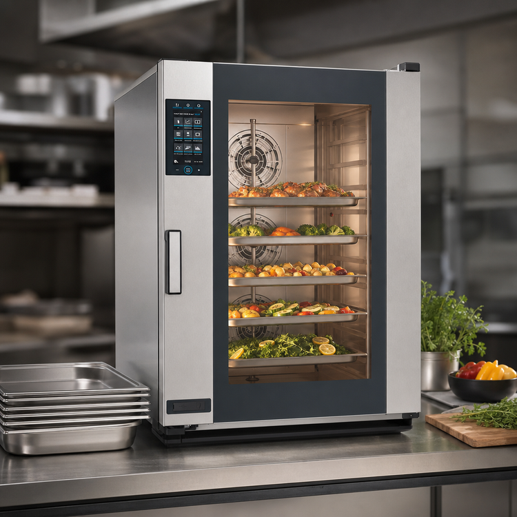 Product image #4 for UNOX ChefTop MIND.Maps Plus 10-Tray Electric Countertop Combi Oven/Steamer, 18" x 26" Full-Size Sheet Pan Capacity, Left-Hand Door