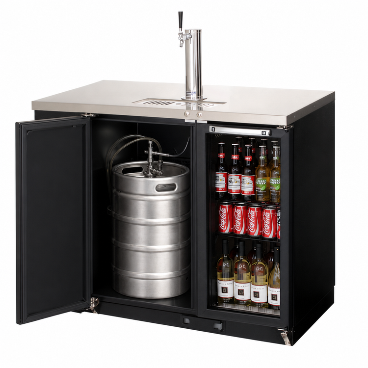 Product image #4 for Everest Refrigeration EBDS2-BBG-24 Two-Section Back Bar & Direct Draw Keg Refrigerator Combo