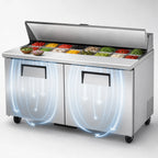 Thumbnail image #4 for True Mfg. - General Foodservice TSSU-60-16-HC 60-Inch Two-Section Refrigerated Sandwich/Salad Prep Table, 16-Pan Top, Solid Doors