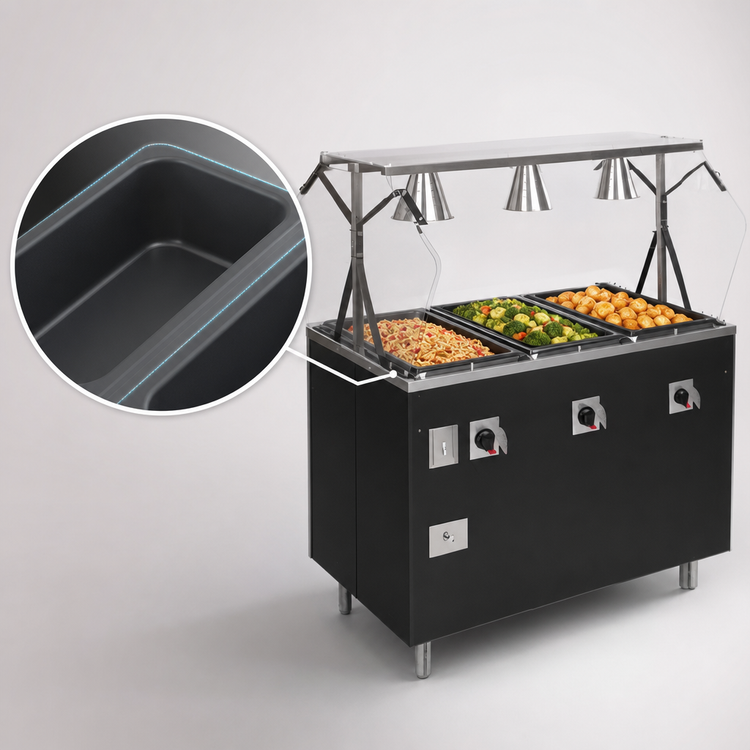 Product image #4 for Vollrath 2-Series Affordable Portable Deluxe 4-Well Mobile Hot Food Station with Breath Guard