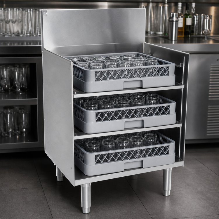 Product image #4 for Eagle Spec-Bar Underbar Glass Rack Storage Unit, 18 x 24 Inches, Open Front Base, 304 Stainless Steel