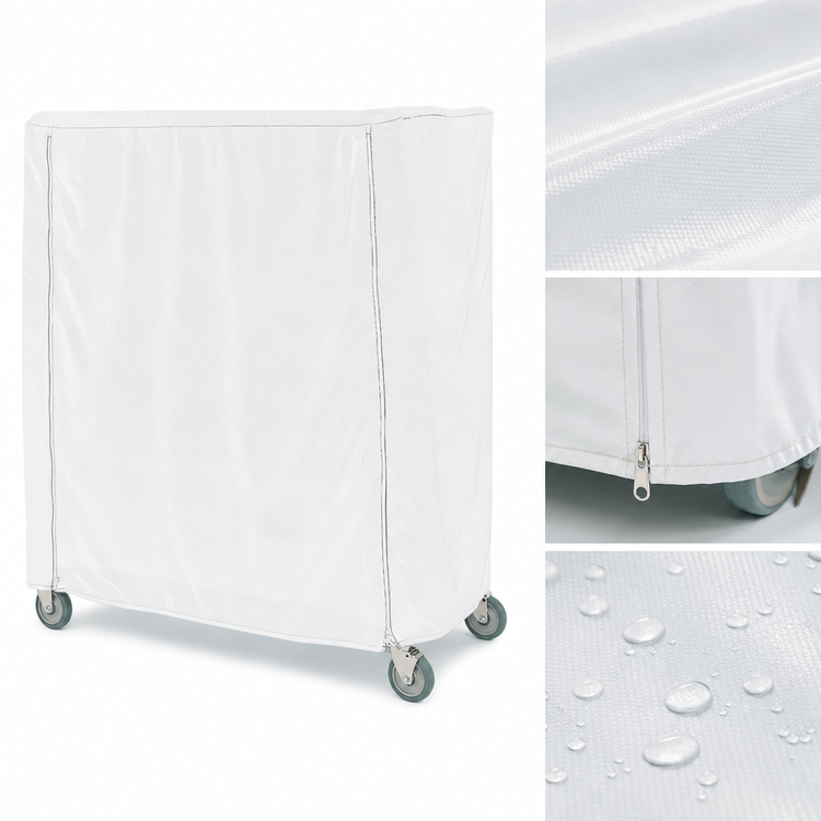 Product image #4 for Metro Waterproof Vinyl-Nylon Coated Banquet Cart Cover with PVC Zipper, White, 48 x 18 x 54 Inches