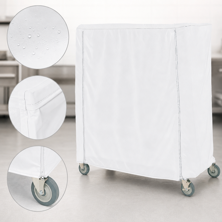 Product image #4 for Metro Waterproof Cart Cover for Queen Mary and Banquet Carts, 36 x 24 x 74 Inches, White