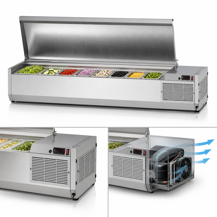 Product image #5 for Turbo Air E-Line Countertop Self-Contained Refrigerated Salad Prep Table, 48-3/8 Inch, 5 x 1/4 Size Pan Capacity