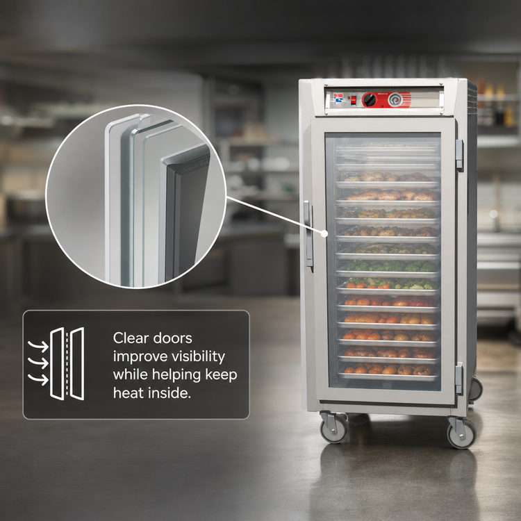 Product image #4 for Metro C5 6 Series 3/4-Height Mobile Heated Holding Cabinet with Double-Pane Clear Glass Doors, 27-Pan Capacity, 120V