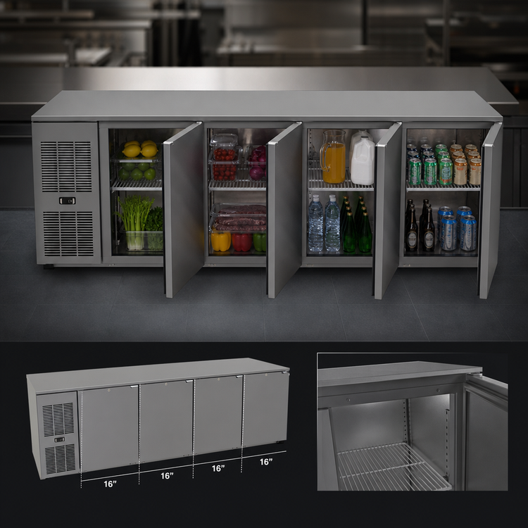 Product image #4 for Glastender One-Zone Front-Serviced Undercounter Cooler, 92 Inch, 4-Section