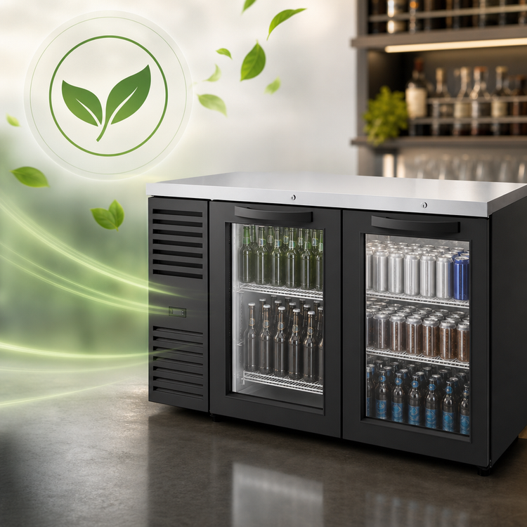 Product image #4 for True 60-Inch Two-Section Refrigerated Back Bar Cooler with Glass Doors and Stainless Steel Top