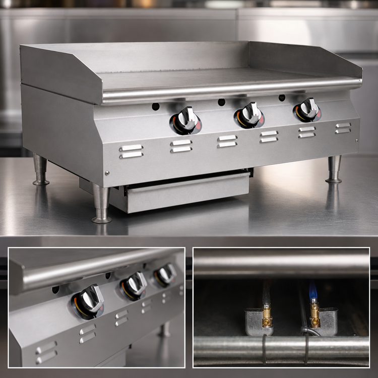 Product image #4 for RedHots Chef's Line Extra-Deep 24-Inch Countertop LP Gas Griddle with Thermostatic Safety-Pilot Controls