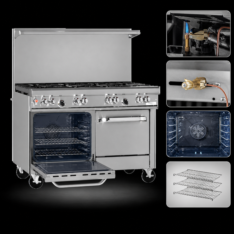 Product image #4 for Southbend Ultimate 48-Inch Commercial Gas Range with 7 Burners, Convection Oven, and Cabinet Base
