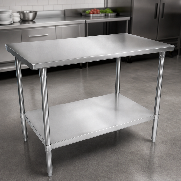 Product image #4 for John Boos Stallion 84 Inch x 24 Inch 14-Gauge Stainless Steel Top Work Table with Galvanized Base and Adjustable Undershelf