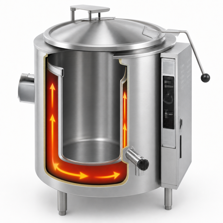 Product image #4 for Groen AHS-40 Low Height Gas Steam Kettle, 40-Gallon, 2/3 Jacket, 316 Stainless Steel Liner