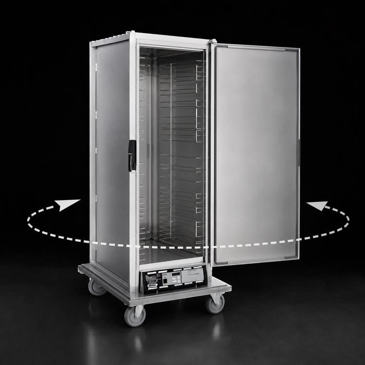 Product image #4 for Panco Full-Size Narrow Heated Holding Cabinet, Non-Insulated, Solid Door, 12 Pairs of Removable Wire Slides, 2.25-Inch Centers