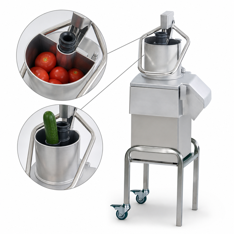 Product image #4 for Robot Coupe CL55E Ready Floor Model Commercial Vegetable Prep Machine with Pusher Feed Head and Mobile Stand