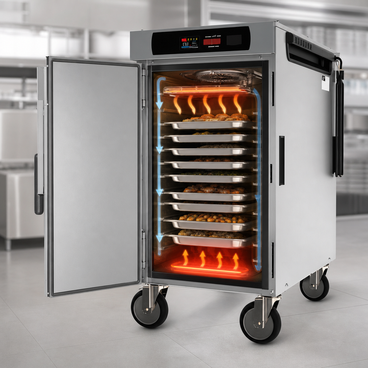 Product image #5 for Metro HotBlox Narrow 8-Pan Mobile Pass-Thru Insulated Holding Cabinet with Digital Touchscreen and Solid Doors