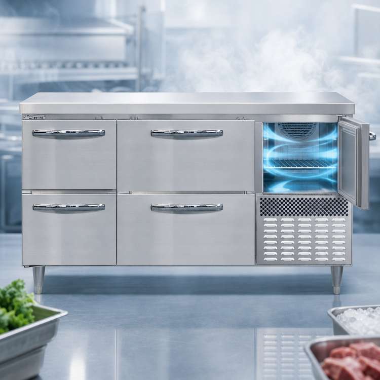 Product image #4 for Continental Refrigerator DFA60NSS-D 60" Designer Line Worktop Freezer with 4 Drawers and Door