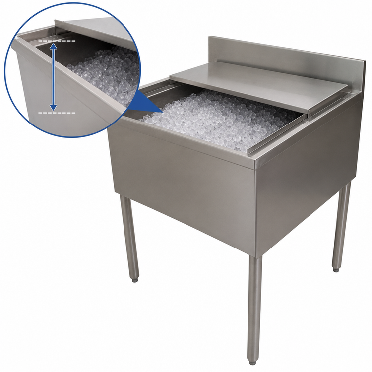 Product image #5 for BK Resources Underbar Insulated Stainless Steel Ice Bin with 80 lb Capacity, 24" W x 21" D