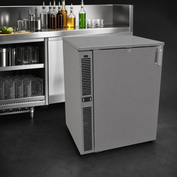 Product image #4 for Glastender One-Zone Side-Serviced Bar Profile Back Bar Cooler, 28-Inch, One-Section, Self-Contained