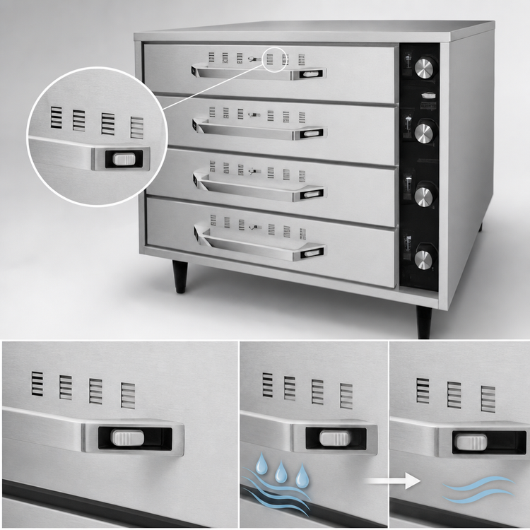 Product image #4 for Hatco HDW-2R2 Freestanding Four-Drawer Split Drawer Warmer with Thermostatic Controls