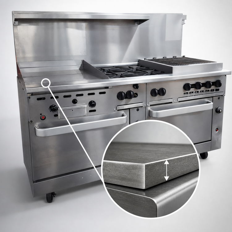 Product image #4 for Vulcan Endurance 72-Inch Commercial Gas Restaurant Range with 24-Inch Manual Griddle, 24-Inch Charbroiler, Standard Oven and Convection Oven Base