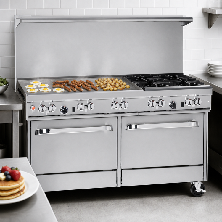 Product image #4 for Southbend Ultimate 60-Inch Gas Restaurant Range with 2 Non-Clog Burners, 48-Inch Griddle, Standard Oven and Cabinet Base