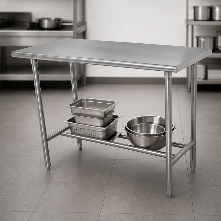 Product image #4 for Advance Tabco Special Value Series Stainless Steel Work Table, 84 x 30 Inches, Open Base