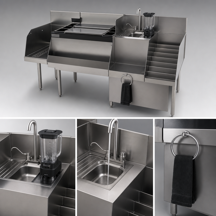 Product image #4 for Perlick Top Shelf UCS48B-LF 48" Underbar Ice Bin & Cocktail Station with Blender Sink