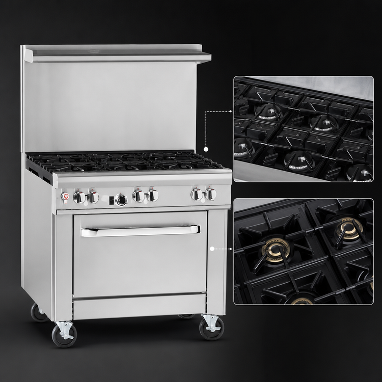 Product image #4 for Ultimate 36-Inch Commercial Gas Restaurant Range with 6 Open Burners and Convection Oven