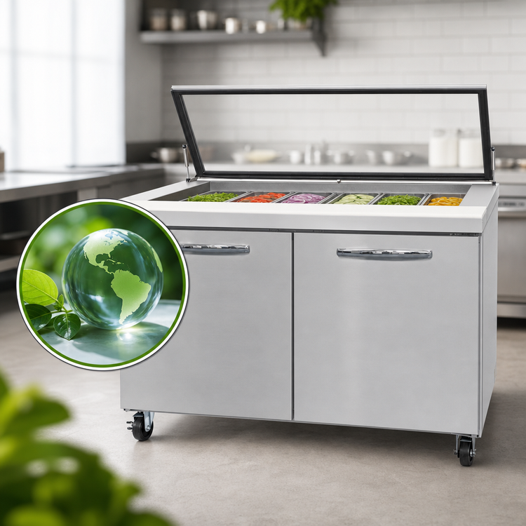 Product image #4 for Continental Refrigerator SW48N18M-HGL Mighty Top 48-Inch Two-Section Sandwich Unit Refrigerator with Hinged Glass Lid