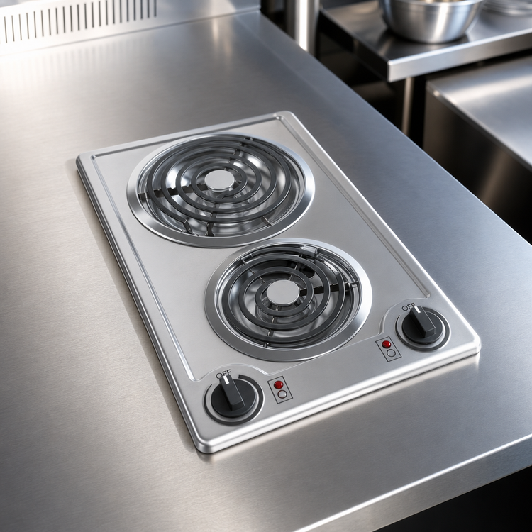 Product image #5 for Summit Commercial 12-Inch Built-In Two-Burner Electric Radiant Cooktop with Stainless Steel Surface