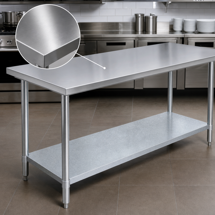 Product image #4 for Duke Manufacturing 108-Inch Stainless Steel Work Table with Galvanized Undershelf, 30-Inch Deep