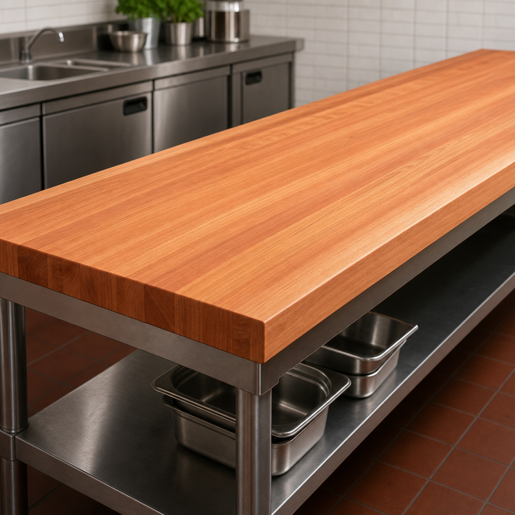 Product image #4 for Boos Block Full-Length Rail Edge Grain American Cherry Kitchen Countertop, 120" W x 30" D x 3" Thick, Varnique Finish