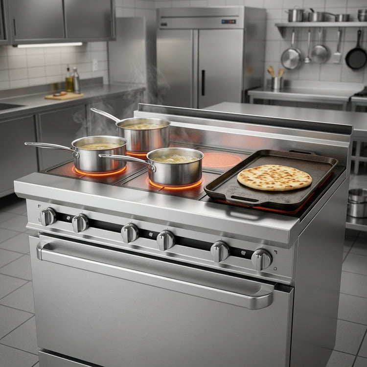 Product image #3 for Titan JTRH-3ST Heavy Duty 36" Gas Range with 3 Open Burners & 3 Hot Tops