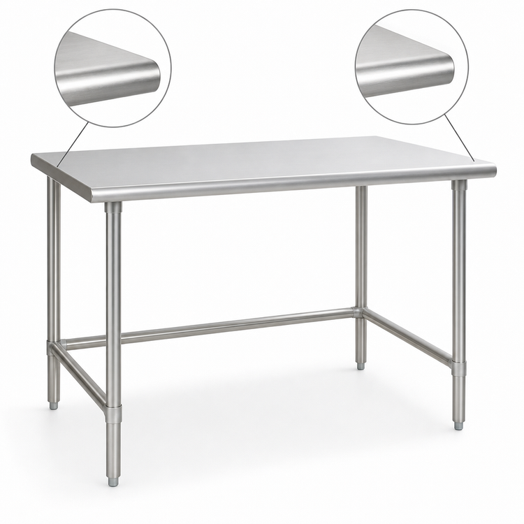 Product image #4 for Eagle Deluxe Series 108 Inch x 30 Inch Stainless Steel Work Table with Flat Top, Open Base