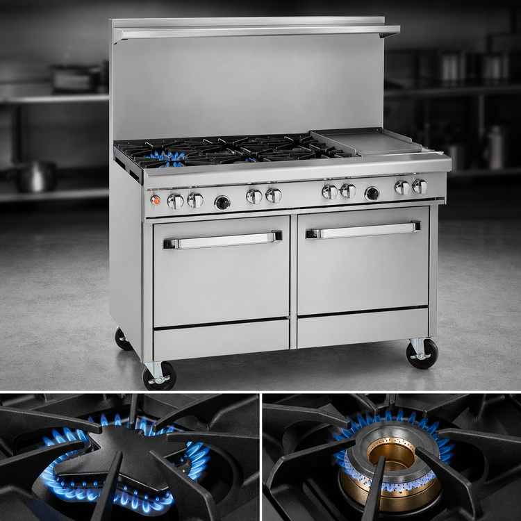 Product image #4 for Southbend Ultimate 48-Inch Gas Restaurant Range with 36-Inch Thermostatic Griddle, Convection Oven and Cabinet Base