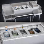 Thumbnail image #4 for Krowne Royal Series KR24-W72B-10 72-Inch Underbar Ice Bin/Cocktail Station with Recessed Drainboard, Blender Station, 10-Circuit Cold Plate
