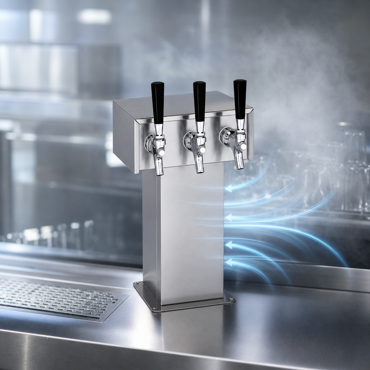 Product image #4 for Perlick 3780-3B Air-Cooled Tee Draft Beer Tower, 3 Faucet Capacity, Stainless Steel