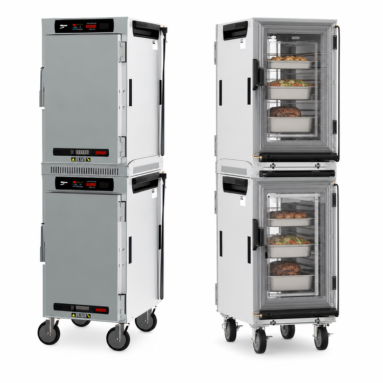 Product image #5 for Metro HotBlox Narrow Dual-Cavity Pass-Thru Insulated Holding Cabinet, 16 Pan, Digital Touchscreen, Solid Front/Clear Rear Doors